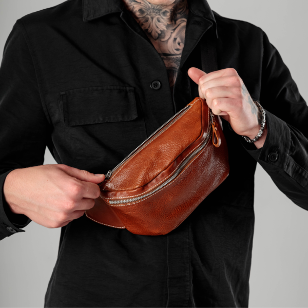 Бананка чоловіча, шкіряна сумка на пояс - Зображення 7