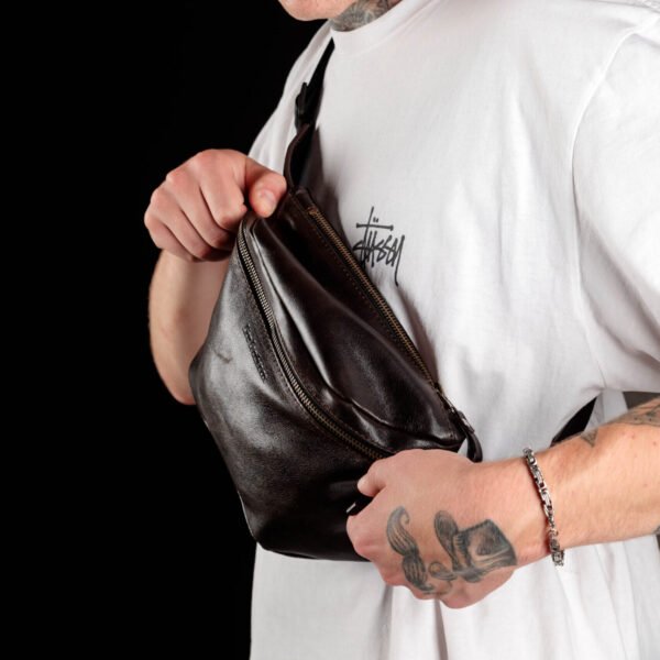 Бананка чоловіча, шкіряна сумка на пояс - Зображення 11