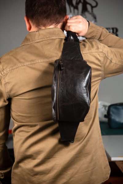 Бананка чоловіча, шкіряна сумка на пояс - Зображення 2