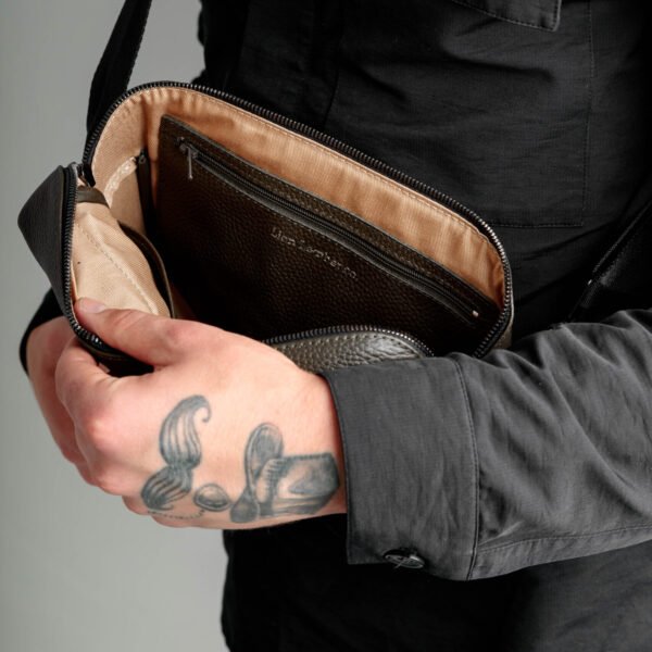 Шкіряна чоловіча сумка через плече City чорна, сумка мессенджер - Зображення 7