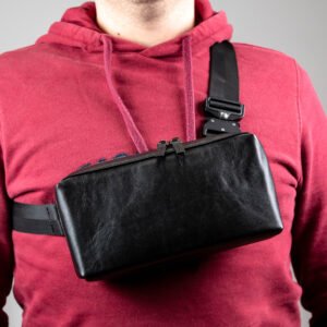 Барсетка шкіряна, чоловіча сумка через плече Sling чорна