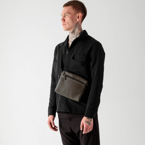 Шкіряна чоловіча сумка через плече City чорна, сумка мессенджер - Зображення 5